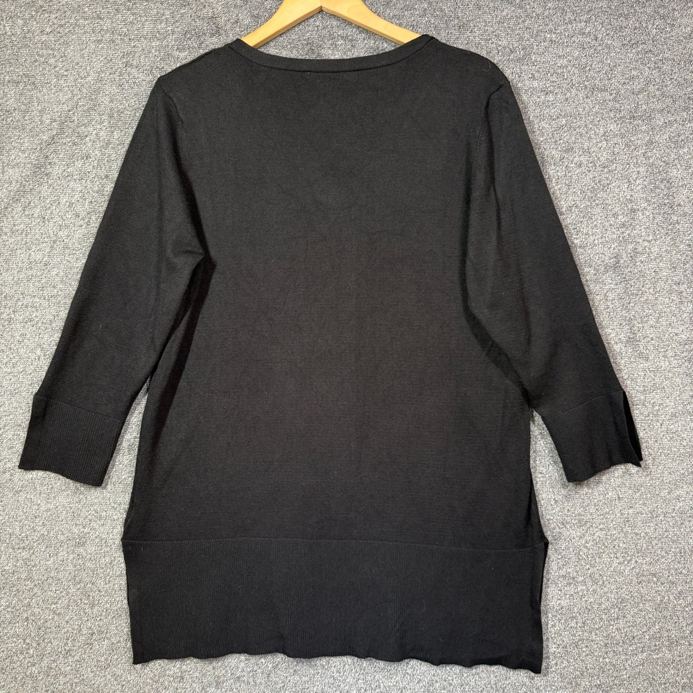 89th & Madison Top Womens XL Black Crisscross V-Neck 3/4 Sleeve Knit Sweater - Picture 5 of 7